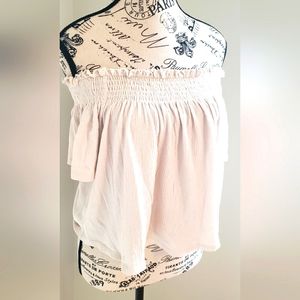 Top off shoulder Light grey/ light pink color Size M